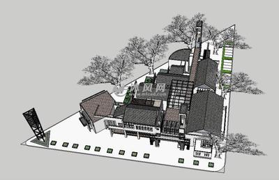 新中式旅游服务中心建筑设计精品模型
