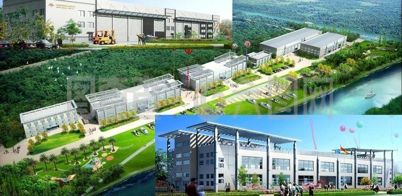 现代工厂建筑群多方位效果图设计