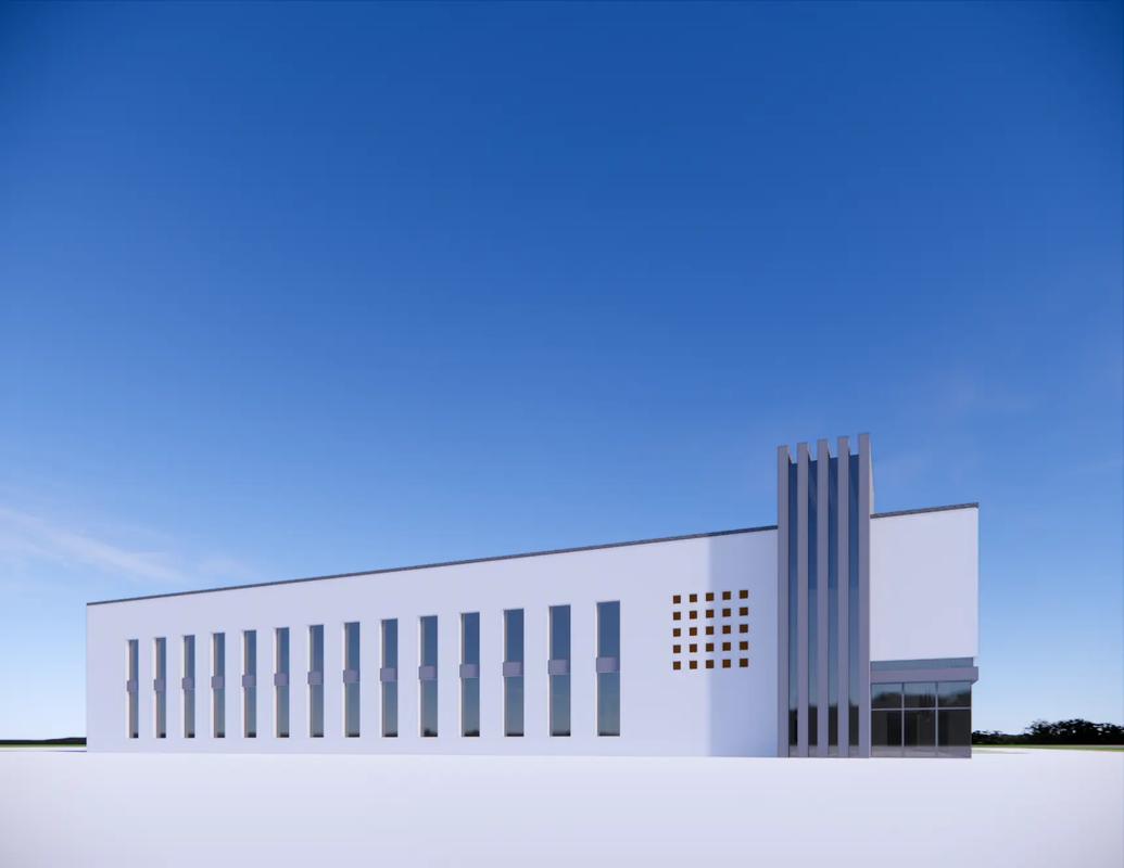 现代简约工厂办公楼外立面效果图设计.#3d效果图 #建筑设计